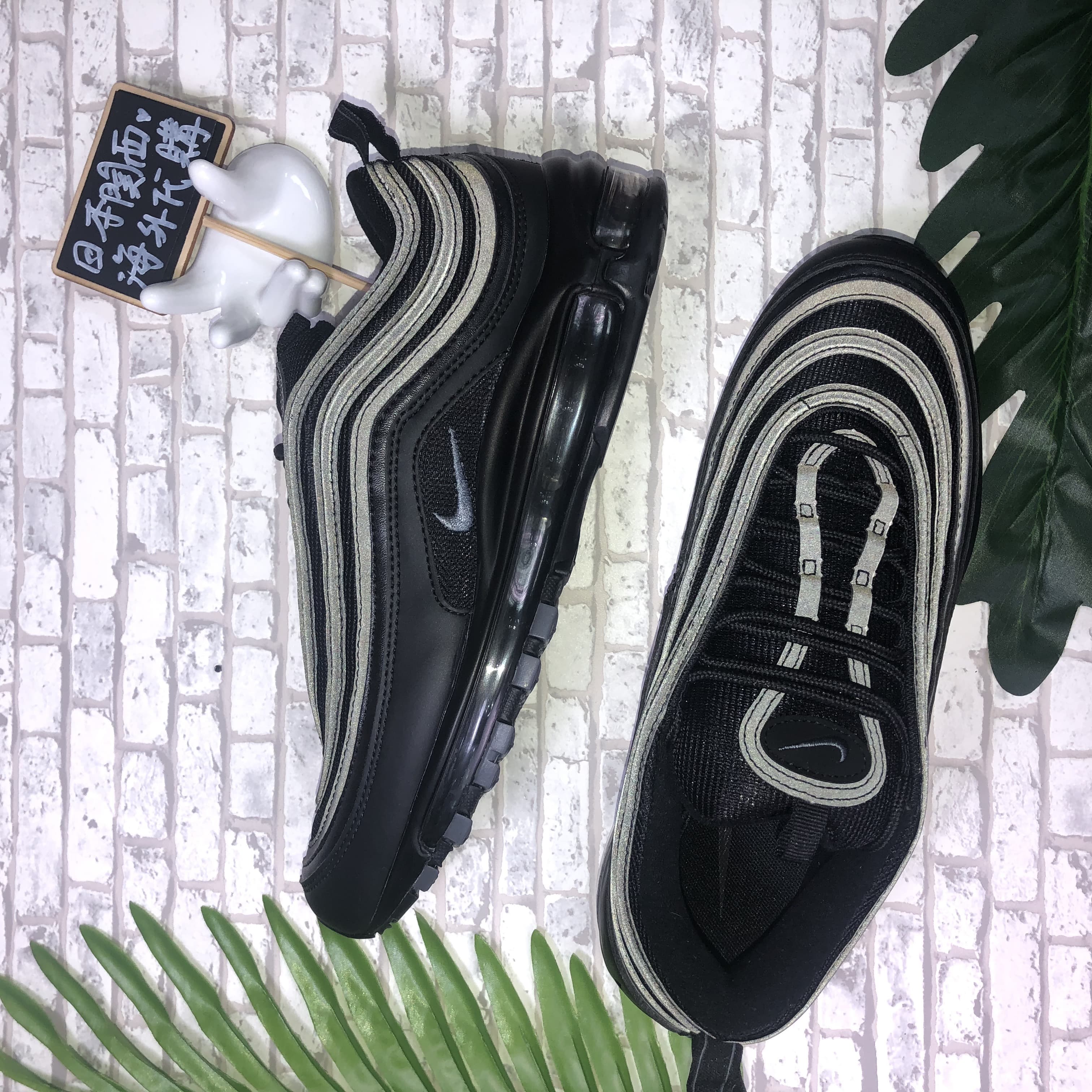 日本海外代購】Nike Air Max 97 黑色全黑灰勾氣墊3m 反光慢跑百搭休閒