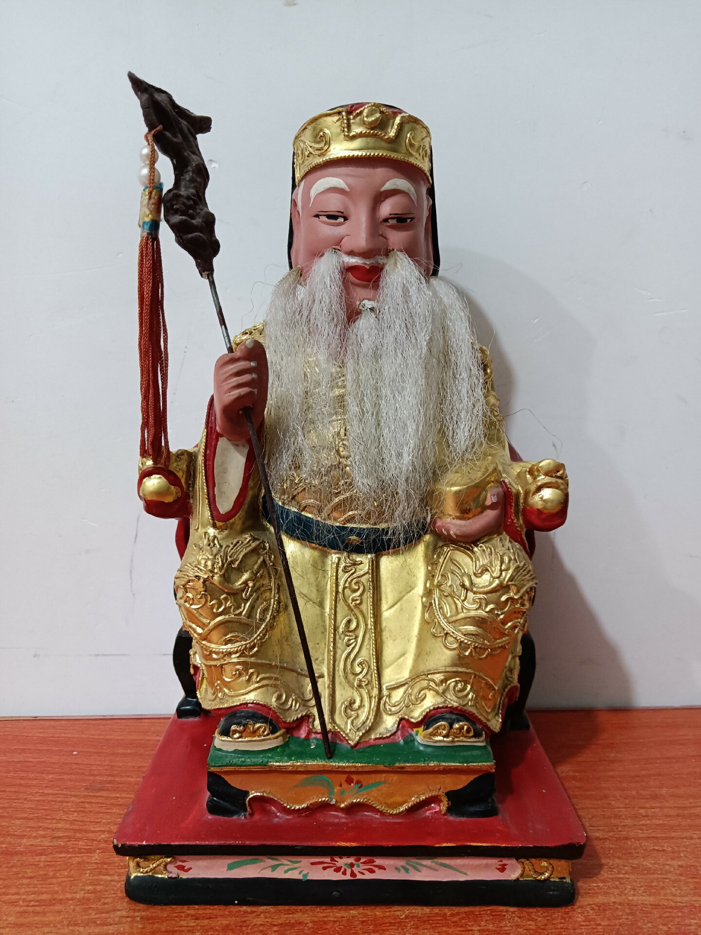 舊木雕，福德正神，土地公，高22釐米，底座寬12.5釐米，深
