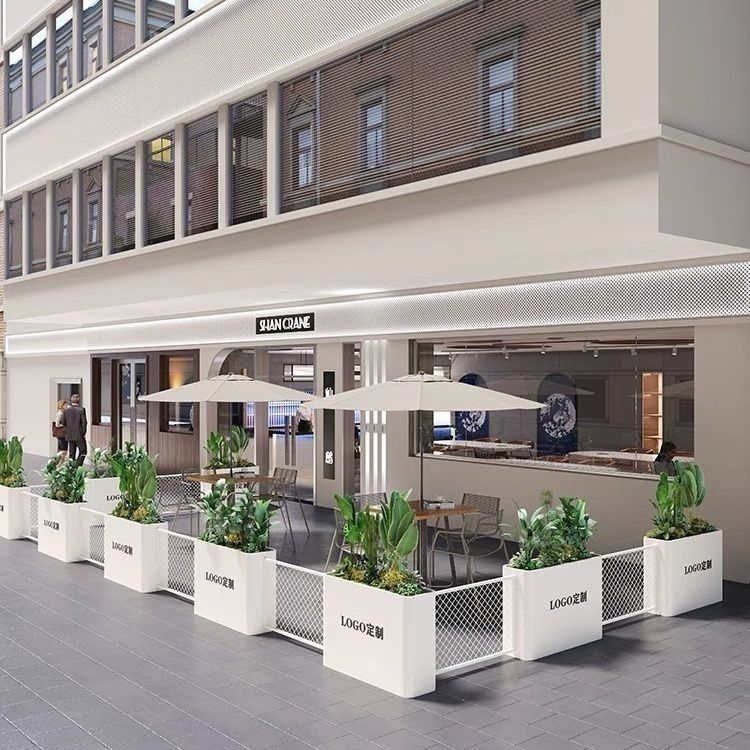 免運 花箱 戶外花箱 花箱隔斷 戶外鐵藝花箱組合庭院商業街不銹鋼定製外擺花盆長方形長條圍欄槽 可開發票 全館五折 工廠現貨直銷 新品特價 b8302