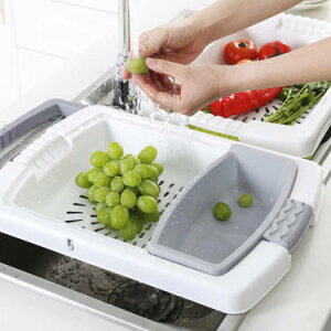切菜瀝水籃 折疊洗菜瀝水籃切菜板多功能一體水槽家用砧板塑料案板廚房神器『XY13832』