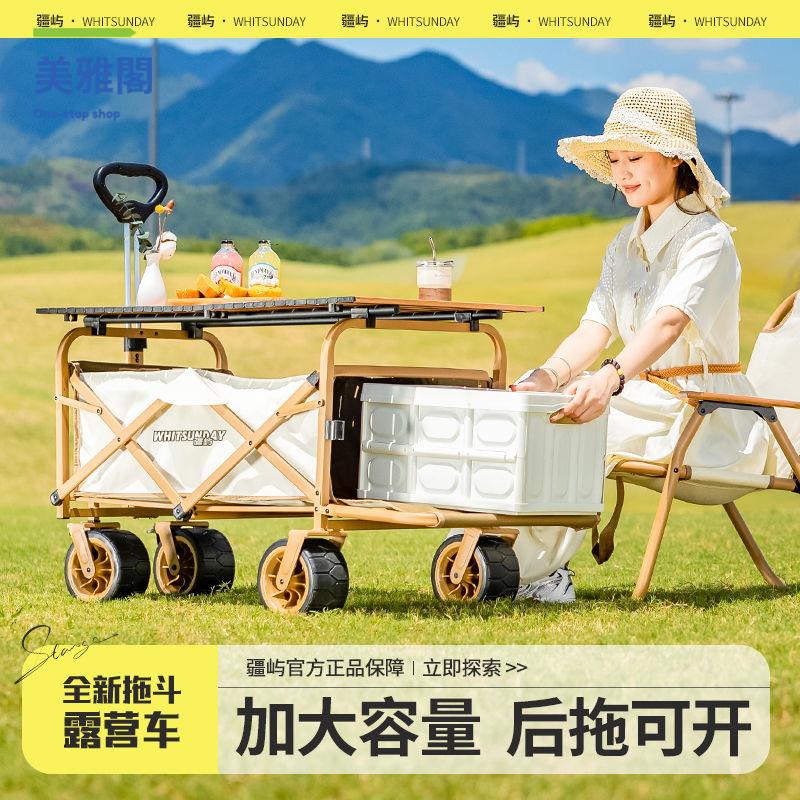 免運 野餐露營車 擺攤小推車 手拉車戶外野營野餐推車折疊家用擺攤兒童可躺車便攜式小拉車【dd】