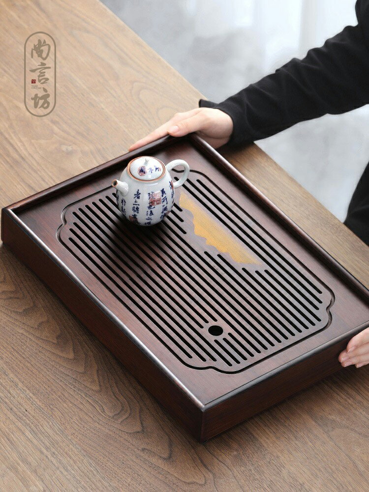竹長方形茶盤家用2021新款簡易托盤實木茶具干泡小型儲水式小茶臺
