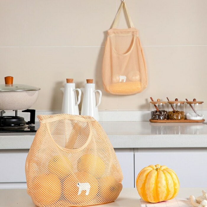 [Hare.D]現貨 圓弧形掛式蔬菜網袋 廚房 提式 透氣袋 玩具袋 網眼 收納袋 水果 洋蔥