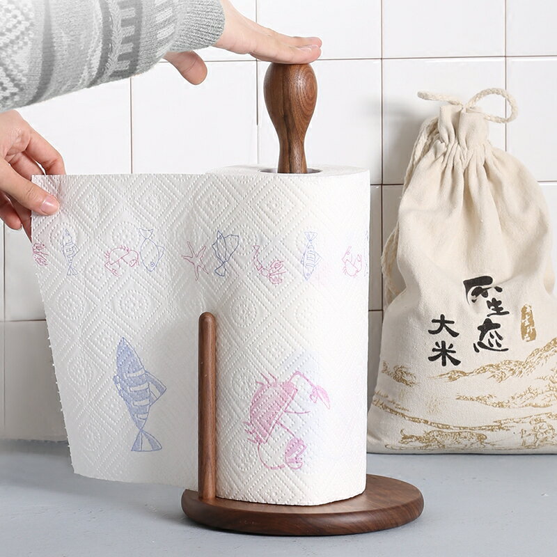 實木餐桌日本創意紙巾架免打孔廚房用紙架收納紙巾掛架卷紙架立式