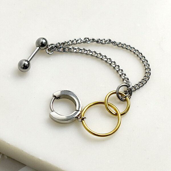 男生耳環 銀鍊金圈鋼製耳圈耳針【ND864】