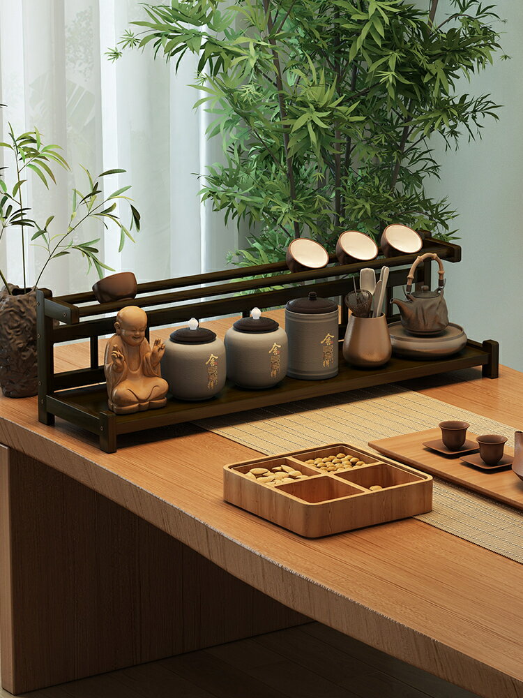 中式桌面博古架茶具置物架小型非實木茶碗收納架茶室茶葉放置架子/架子/置物架/收納架/儲物架/茶具架/茶杯架