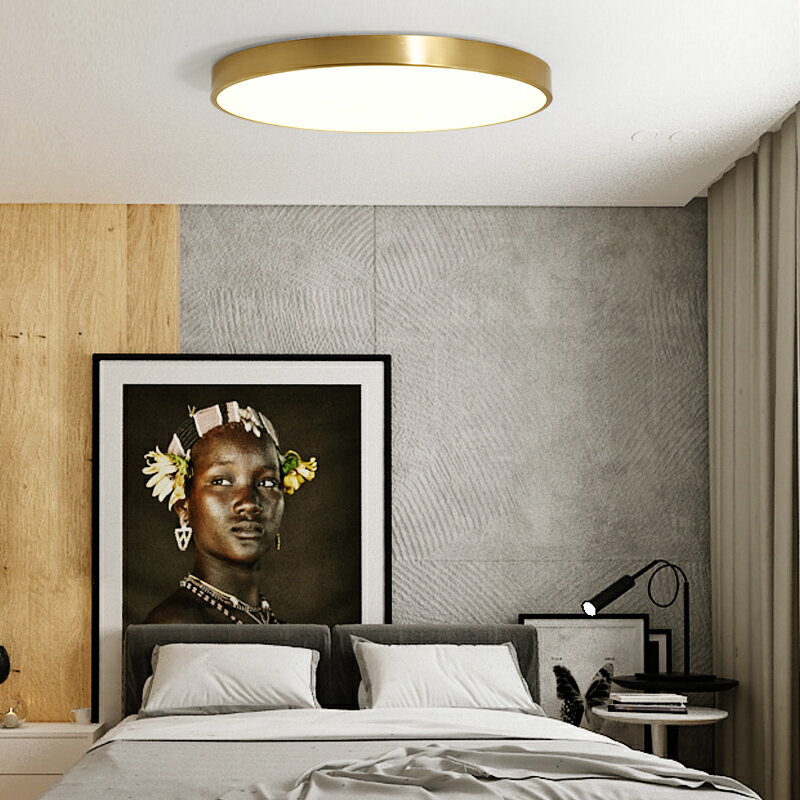 北歐led吸頂燈簡約現代房間燈家用個性創意美式客廳臥室全銅燈具