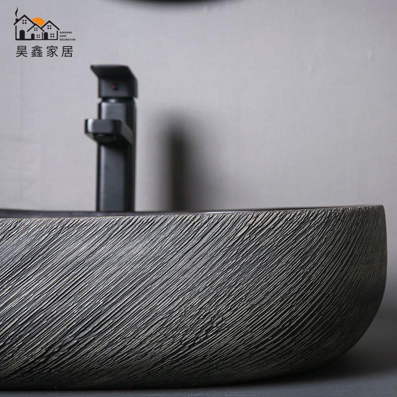 免運 台上盆 洗手盆 小戶型陶瓷盆 面盆 黑色臺上盆藝術盆大尺寸庭院洗手盆單盆衛生間洗臉盆戶外陶瓷水池特惠/新品特價 工廠直銷 可開立發票 5H714 4