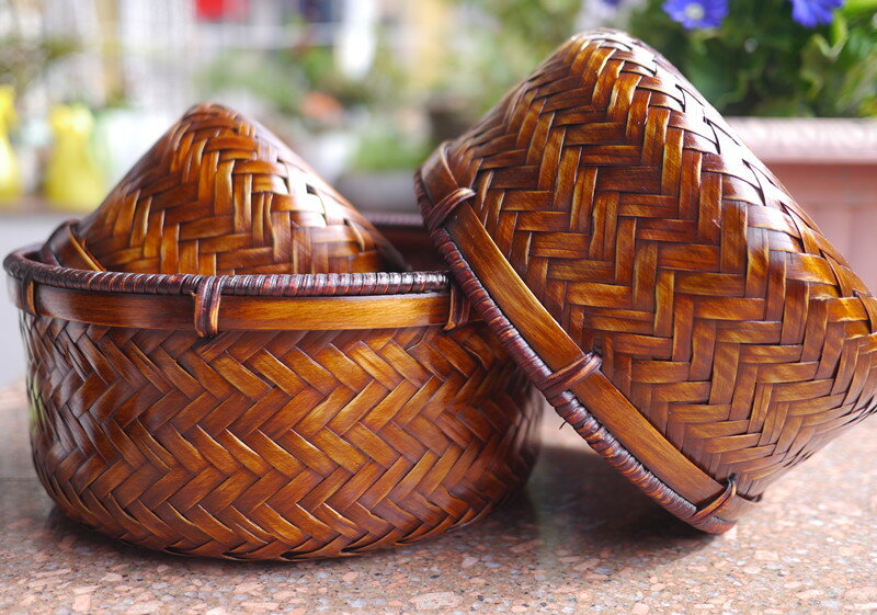 三件套 竹編工藝品圓形深口收納筐水果盤水果款 1-30