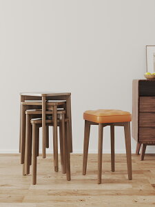 【免運】 客廳實木凳子可疊放方凳家用摞疊餐桌椅子小板凳現代簡約木頭凳子
