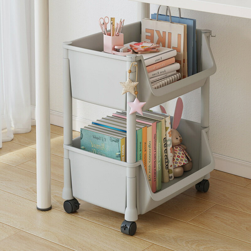 置物櫃 置物架 簡易桌下書架可移動帶輪辦公室宿舍桌面置物架落地書收納小推車