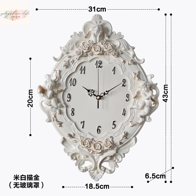 歐式天使掛鐘家居客廳臥室靜音時鐘創意藝術鐘錶掛錶石英鐘16英寸