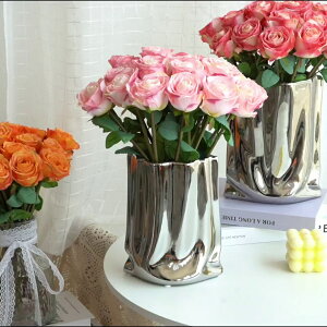 人造花仿真花 玫瑰仿真花塑料假花客廳擺設餐桌花藝裝飾擺件輕奢高端干花花束