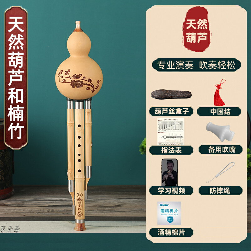 葫蘆絲 樂器 葫蘆絲樂器 天然楠竹葫蘆絲c調學生初學降b調成人專業演奏小D調g調F調7孔樂器『ZW9963』