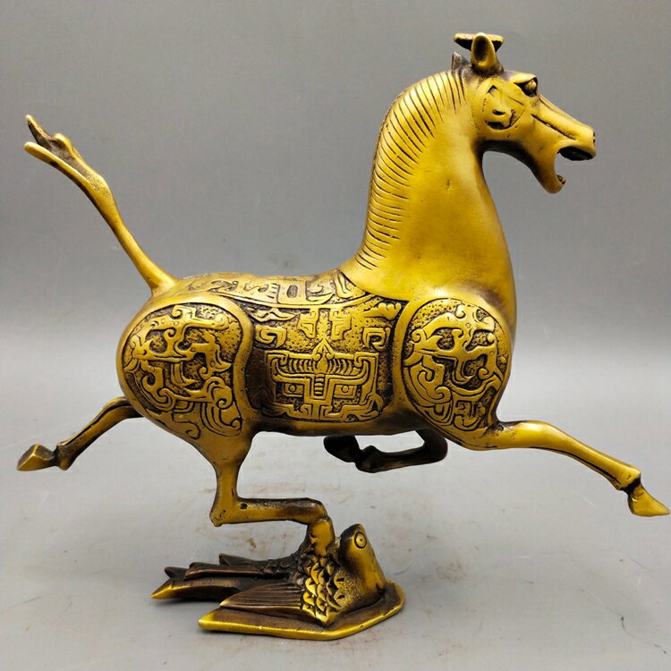 熱賣仿古黃銅擺件 生肖馬 馬踏飛燕 家居飾品工藝品擺設古玩收藏