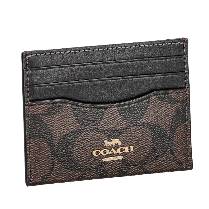 COACH 經典老花卡片夾 防刮PVC皮革 信用卡夾 名片夾 CH415 深咖啡色(現貨)▶指定Outlet商品5折起☆現貨【送禮首選★APP下單點數4倍送】