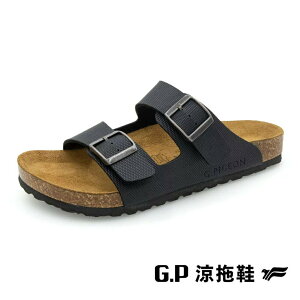 G.P(男)素面織紋雙帶柏肯鞋 男鞋－黑色