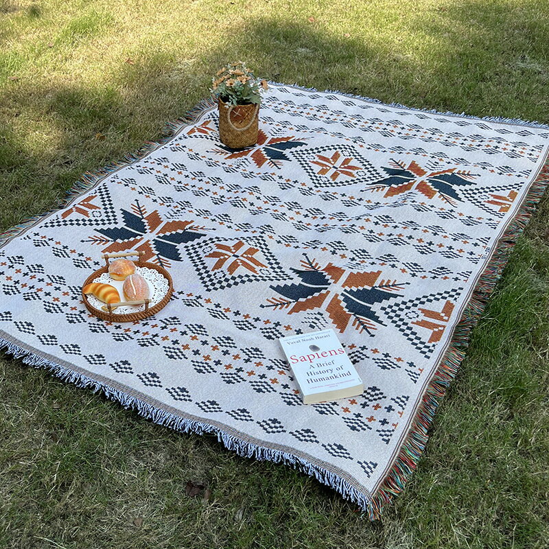 波西米亞露營毯美式跨境戶外野營裝備草坪地墊桌布帳篷防潮野餐墊