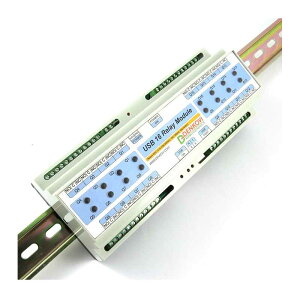 Denkovi USB 16繼電器輸出模塊（卡）DIN導軌盒 12VDC COM Port Controlled for Your Project [2美國直購]