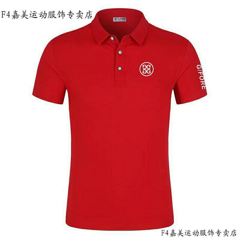 2023夏季golf新款男翻領polo衫休閒透氣高爾夫運動球服短袖T恤素色男士球衣高爾夫服