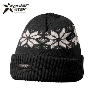 PolarStar 台灣製 反摺橫條羊毛保暖帽(內襯刷毛布，降低刺癢感) P13606『黑』