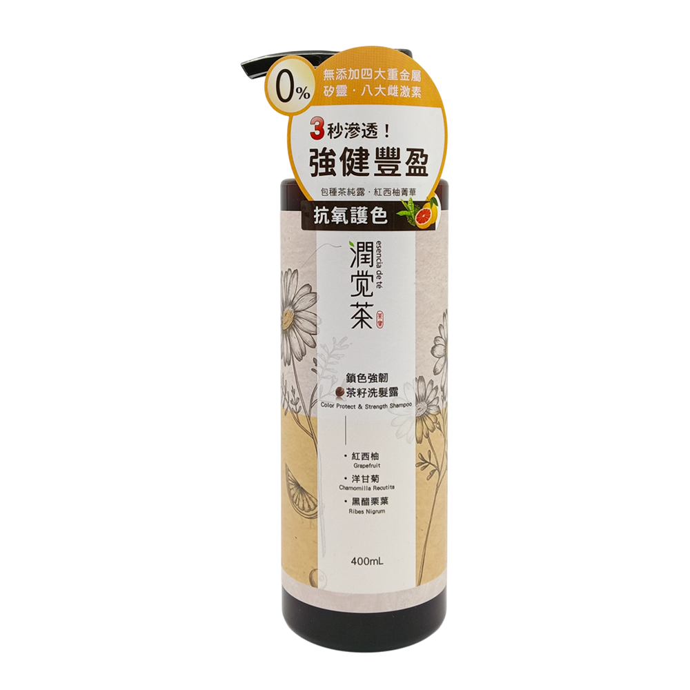 TEA POWER茶寶 潤覺茶 鎖色強韌 茶籽洗髮露 400ml