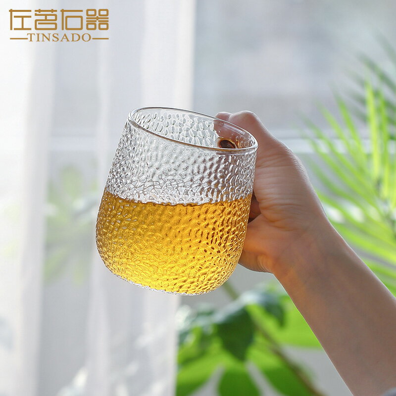 左茗右器錘紋玻璃杯茶水分離泡茶杯大容量帶蓋水杯辦公室專用杯子 2