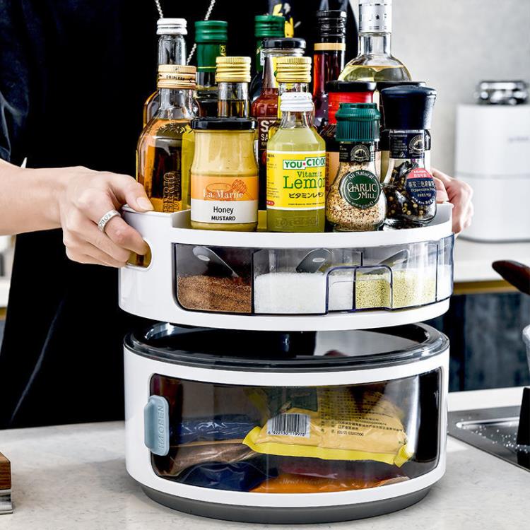 廚房旋轉調味品調料收納置物架台面多功能醬油瓶用品家用大全神器