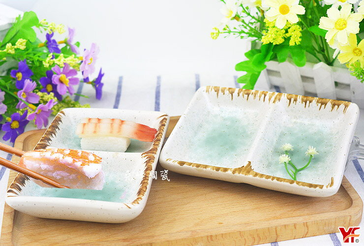 【堯峰陶瓷】日式餐具 綠如意系列 5吋兩格碟(單入)馬卡龍碟|醬料碟|水果碟|泡菜碟套組餐具系列|餐廳營業用|日式餐具系列
