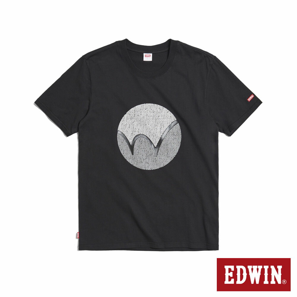 EDWIN 男款 布紋W圓圈印花短袖T恤 (黑色)