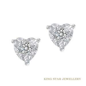 【King Star】優雅6分鑽石14K金耳環(車花愛心放大款)｜指定卡滿5千回饋10%