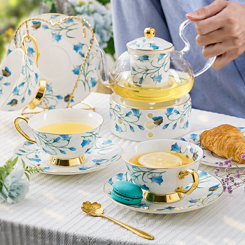 歐式下午茶陶瓷玻璃花茶杯子套裝家用小清新水果茶壺帶過濾茶具