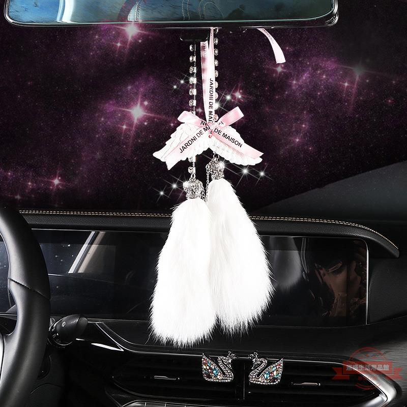 汽車用品車內掛件狐貍毛掛飾車后視鏡裝飾品汽車擺件吊墜創意高檔