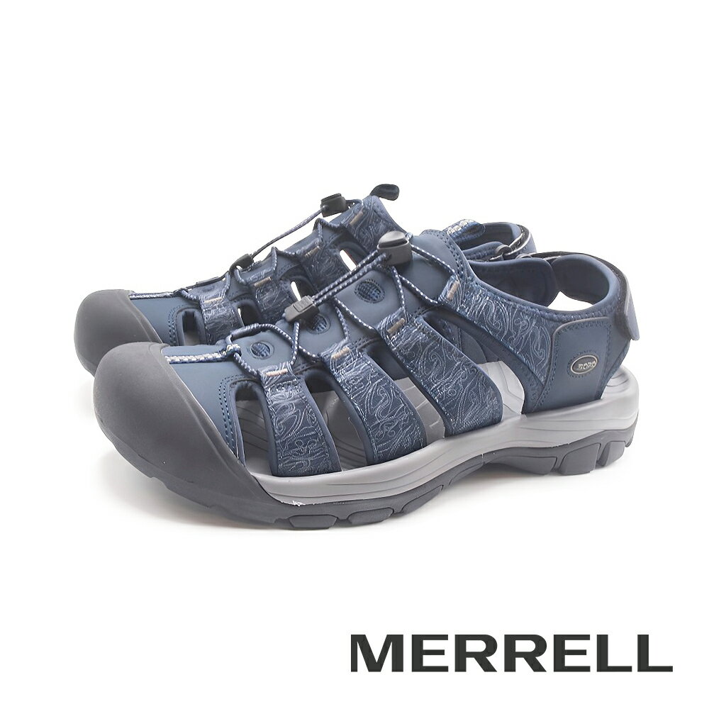 SOFO(男)水陸溯溪魔鬼氈寬楦護趾涼鞋 男鞋-藍