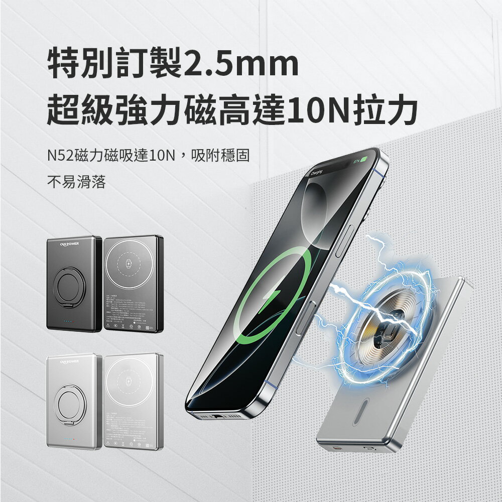 【Canpower】防爆超薄三合一固態行動電源 10000mAh 台灣製造 196g 磁吸可充手錶耳機 鋁合金旋轉支架 有wh、ccc標示 4