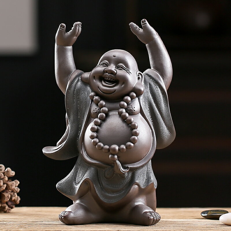 中式陶瓷彌勒佛像擺件 大肚笑佛客廳酒櫃博古架家居裝飾品工藝品