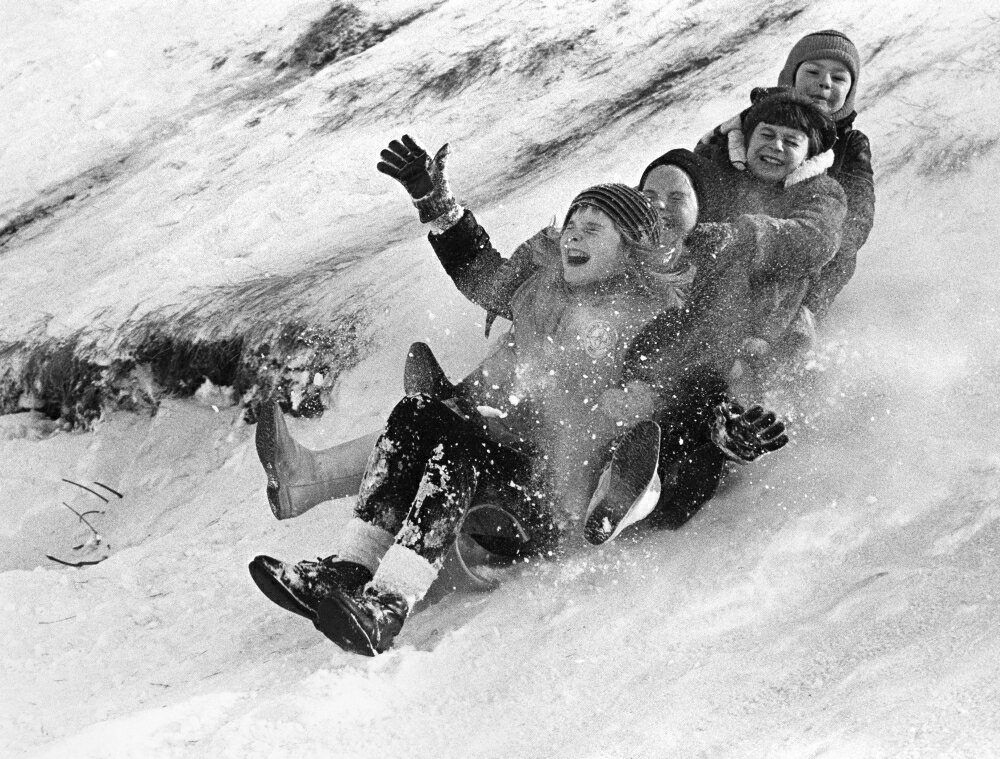 Posterazzi: Canada Tobogganing Nchildren Tobogganing Down A Hill In ...