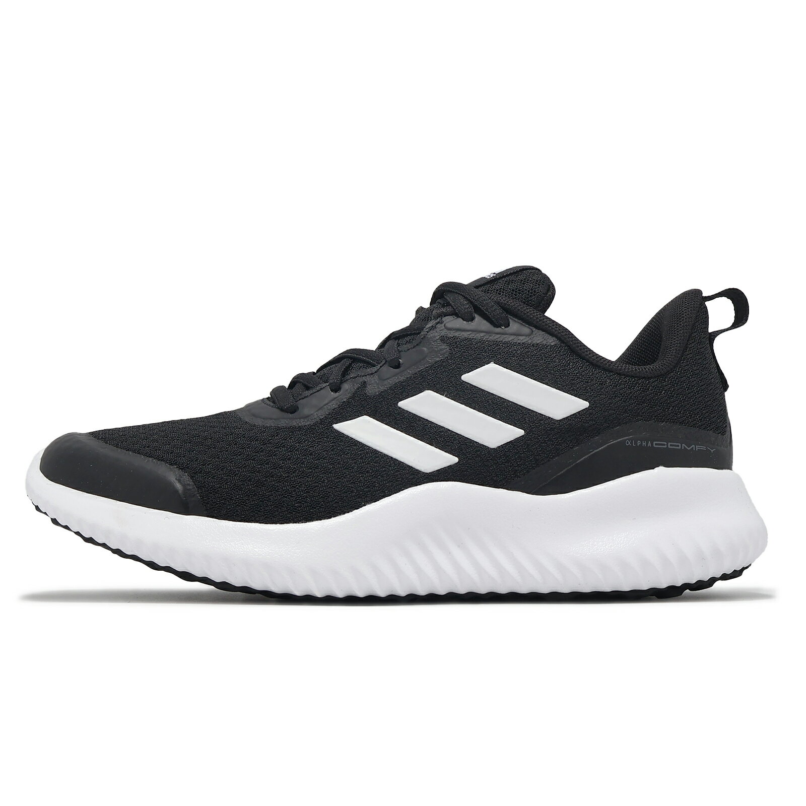 adidas 慢跑鞋 Alphacomfy 男鞋 黑 白 緩衝 透氣 運動鞋 愛迪達 ID0350