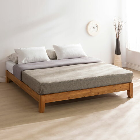 Molly 茉莉柚木本色全實木床底-5尺(標準雙人).實木製造、低甲醛、柚木床板、實木床架【myhome8居家無限】★APP下單享點數4% 1
