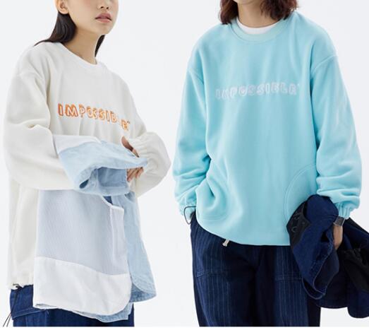 FINDSENSE X  女士 長袖  休閒 寬松  戶外繡花字母寬松搖粒絨圓領衛衣外套上衣