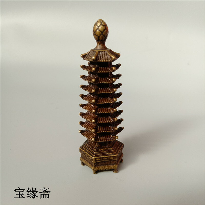 復古銅器純銅實芯肋運助學業銅擺件九層文昌塔桌面小擺件風水銅器