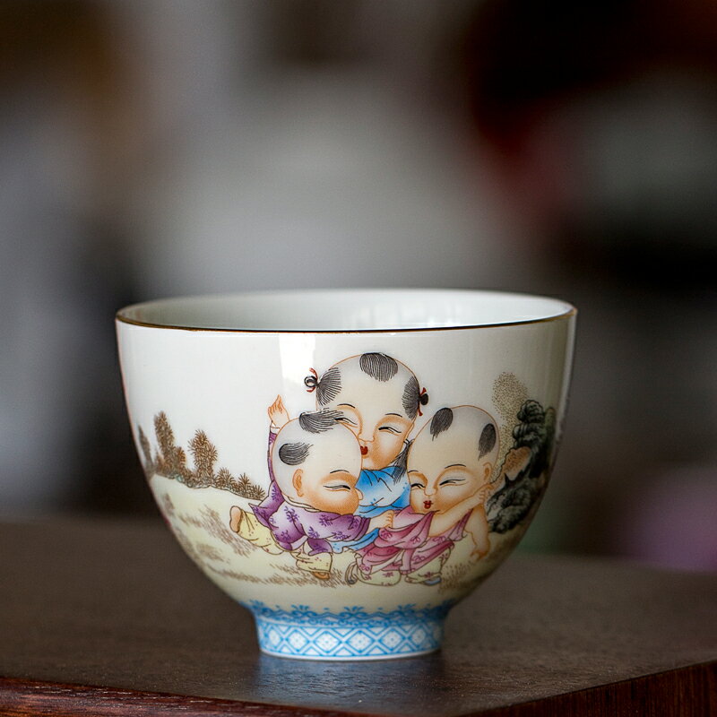 陶福氣 主人杯單杯陶瓷茶盞復古品茗杯中式功夫茶具茶杯個人專用