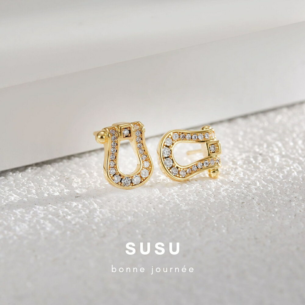 SU SU︱馬蹄扣耳環❤️事業 招財 人緣 工作 健康 紓壓 水晶 飾品 耳環 項鍊 手鍊 現貨 穿搭 百搭 時尚 3