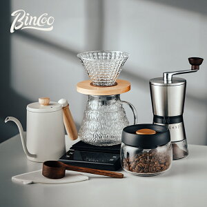 Bincoo手搖磨豆機套裝手磨咖啡豆機家用咖啡壺研磨器專業全套組合
