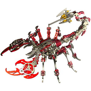 開發票 不銹鋼機械蝎子積木金屬模型拼裝3D立體拼圖成人高難度玩具禮物男