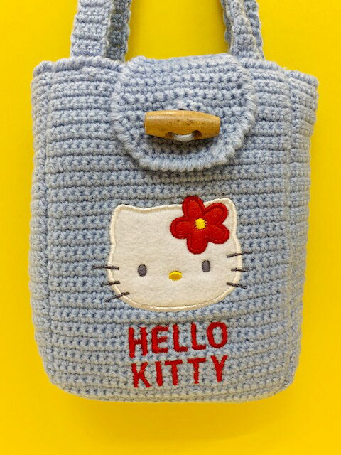 【震撼精品百貨】Hello Kitty 凱蒂貓 kitty 編織斜背袋/收納袋-藍#79203 震撼日式精品百貨