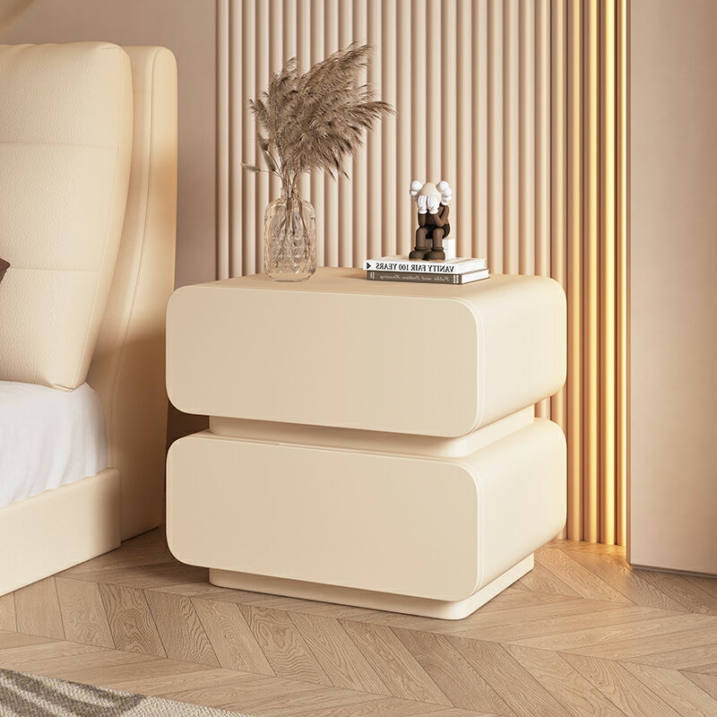 奶油風床頭櫃簡約現代實木皮質床邊櫃小型臥室超窄極簡迷你收納櫃 幸福驛站
