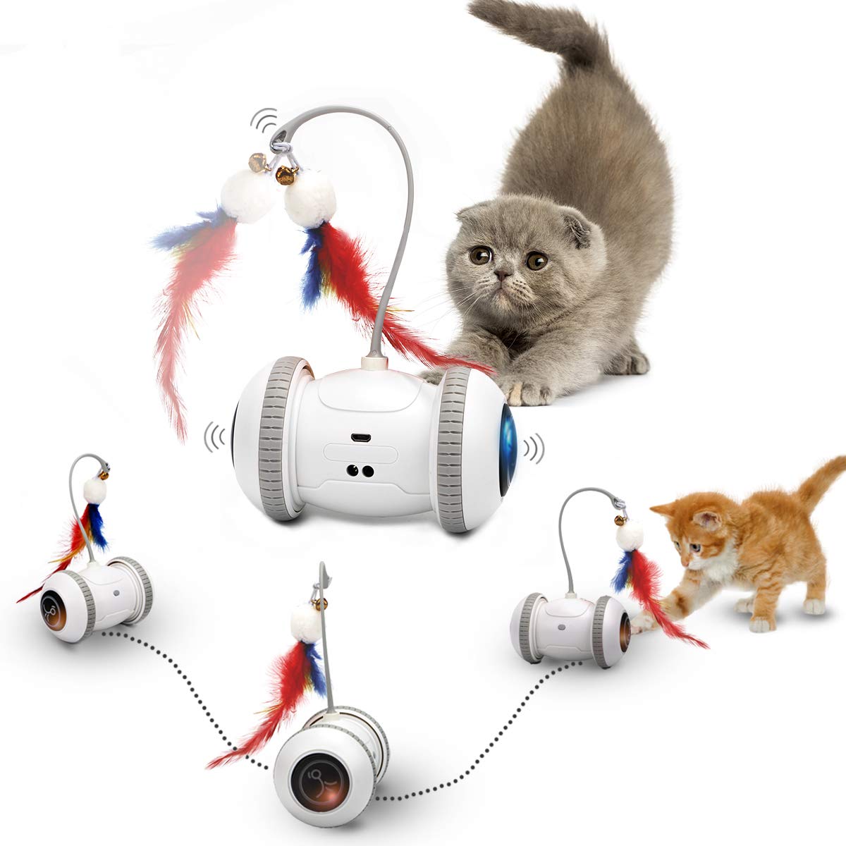 電動貓咪玩具智能逗貓平衡車自嗨解悶神器USB充電逗貓棒羽毛玩具