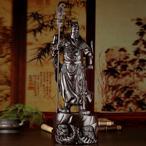 紅木工藝品 實木雕刻立刀關公 黑檀木質武財神爺佛像擺件60cm