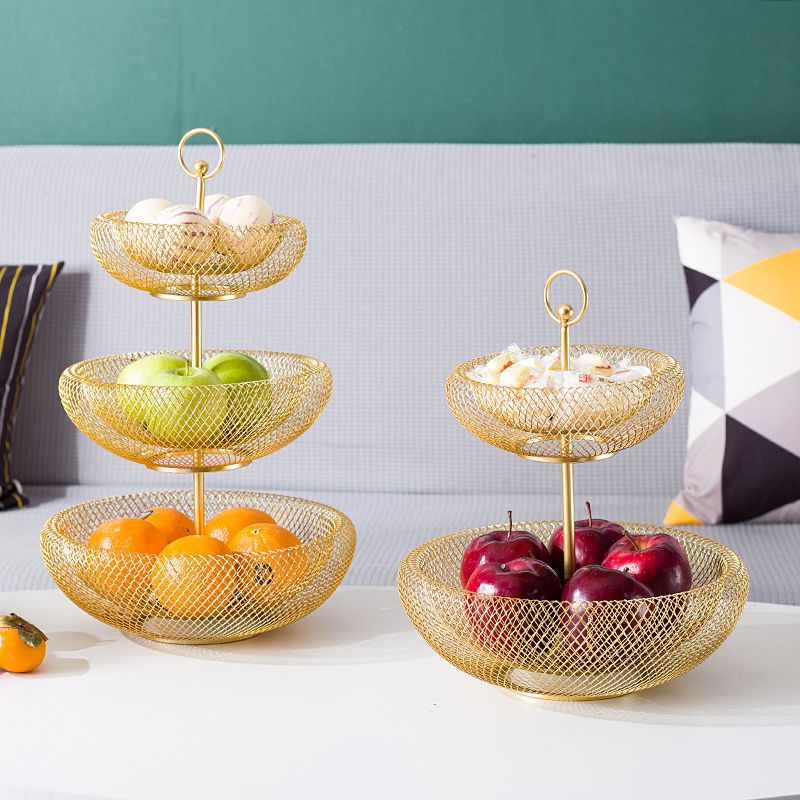 多層水果盤 果盤客廳茶幾網紅時尚水果盤創意家用鐵藝多層多功能小精致水果籃